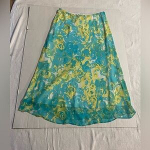 Cato A-Line Skirt in Blue and Yellow Floral